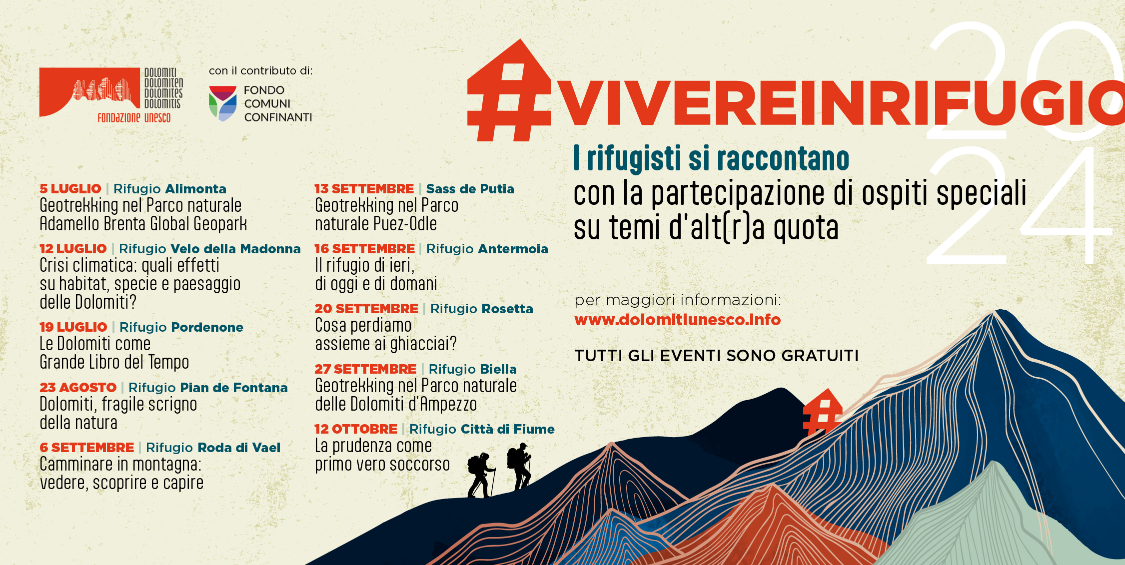#VIVEREINRIFUGIO, il calendario degli appuntati estivi nei rifugi delle Dolomiti Patrimonio Mondiale